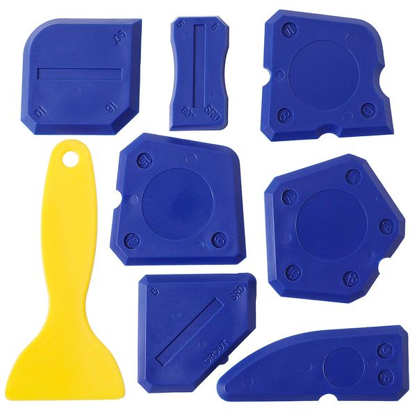 8 Pieces Caulk Tool Kit Sealant Silicone Finishing Tools Caulking Tools for Silicone Sealant Grout Finishing Sealing (Blue)