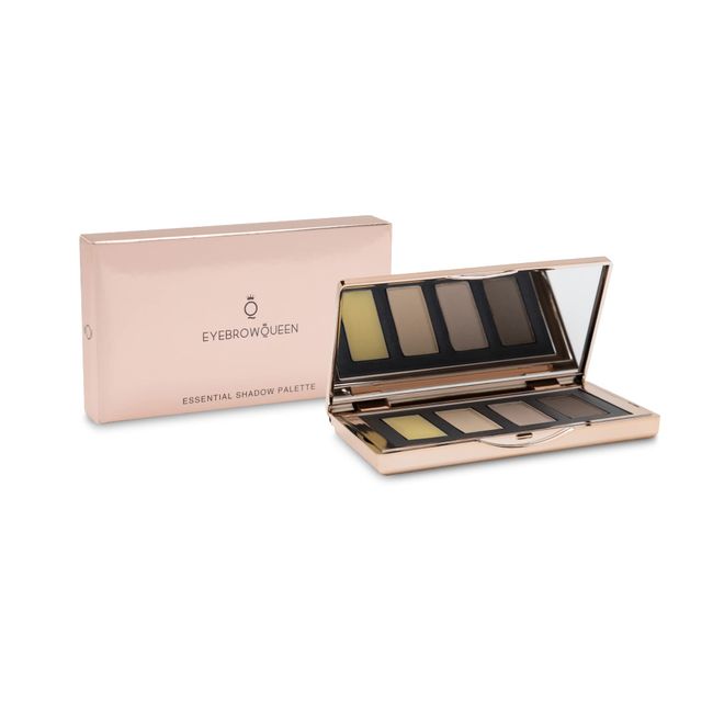 Eyebrowqueen Brow Shadow Palette with Primer | Water-Resistant Pomade | Vegan | Shade Warm Brown