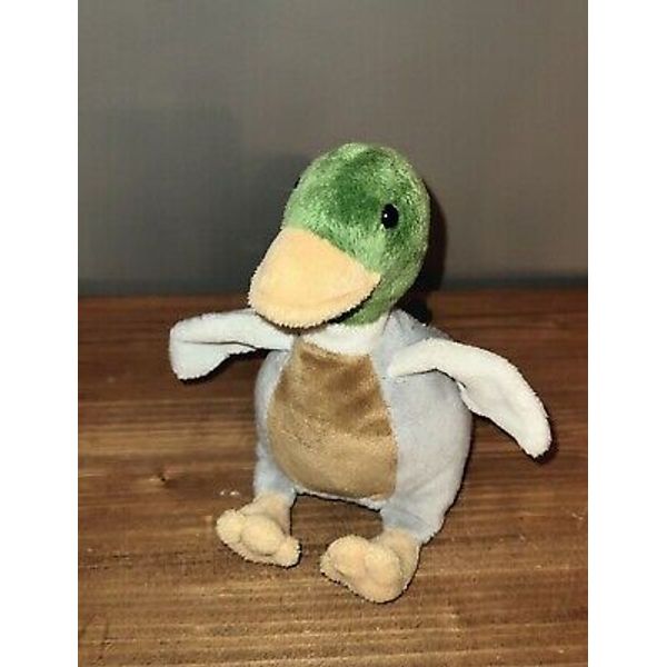 Steiff Baby Rattle Green Duck Plush Stuffed Animal Baby Toy