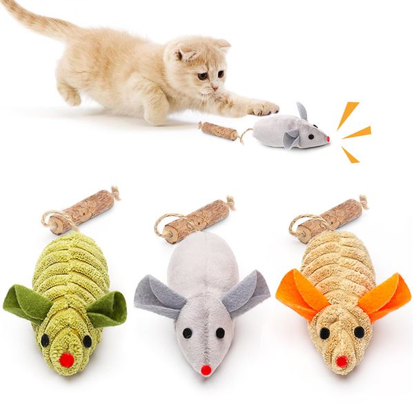 Potaroma Cat Toys 3Pcs Squeak Mice, Interactive Catnip Silvervine Animals Toys for Indoor Kittens, Dental Matatabi Cat Nip Chirping Toy, Cat Chew Exercise Toy for All Breeds and Species