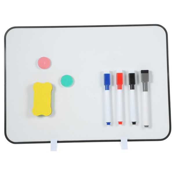 DIKACA Mini Whiteboard Desk Dry Erase Board School White Boards 3 Pencils and Eraser Random Color