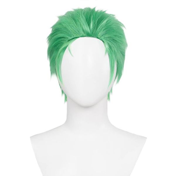 Cosplay Wig, Full Wig, Anime, Disguise, Costume Accessory, Heat Resistant, Parties, Events, School Festivals, Halloween, Wig Net Included (Roronoa Zoro)