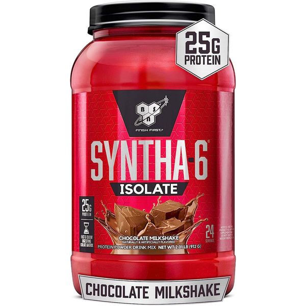 BSN Protein WPI SYNTHA-6 Isolate Powder Strawberry Milk Flavored Milkshake with Whey Protein 48 Servings, [04] Strawberry Milk Shake, [01] 24 Servings (1 Pack)