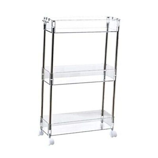 Slim Rolling Storage Cart 3 Tier Mobile Shelving Unit Bathroom Organizer