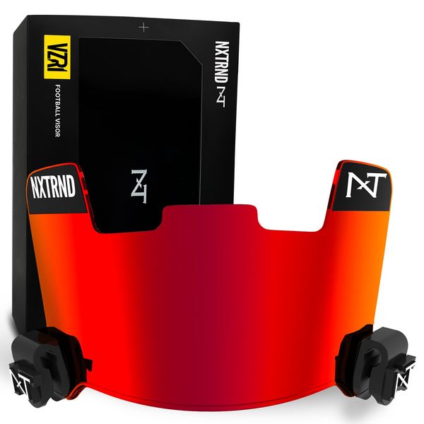 NeuerWall Nxtrnd VZR1 Tinted Football Visor, Professional Football Helmet Visor, Shield Fits Youth Football Helmets & Adult Football Helmets, Includes Visor Clips, Decal Pack, & Cleaning Cloth (Red)