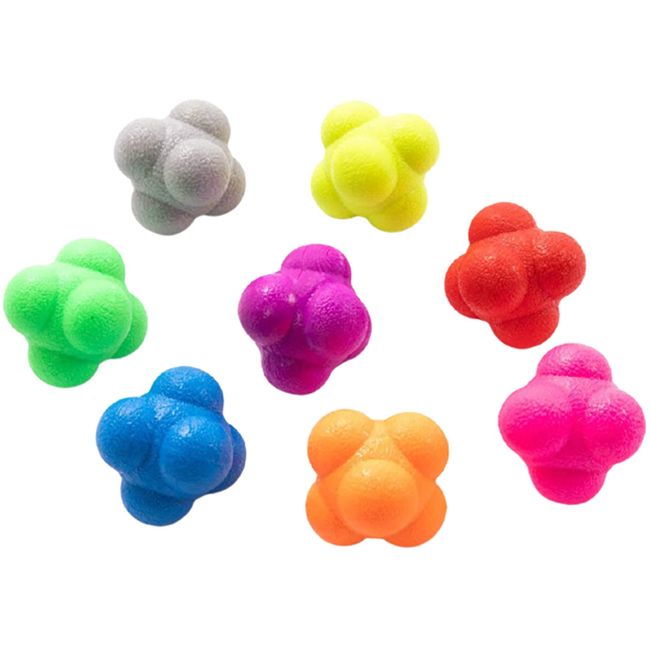 Reaction Balls, Bouncing Balls, Bounce Reaction Balls, Set of 8 for Training, Irregular Balls, Reflexes, Dynamic Vision, Home Training, Speed Training, Training Supplies, Indoor Training (2.2 inches (5.5 cm), Low Difficulty