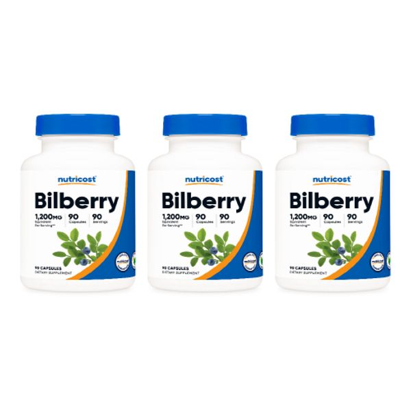 [Overseas] Nutricost Bilberry Extract 1200mg Nutricost Bilberry Capsules 1200mg, 3 Packs, 90 Tablets