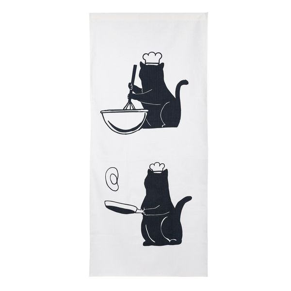 next.design Noren Noren, 70.9 inches (180 cm) Length, Cat Pattern, Cute, Long Length, Decorative, Stylish, Funny, Japanese, Modern, Northern Europe, Long, Cute, Navy, Tension Rod, Room Divider,