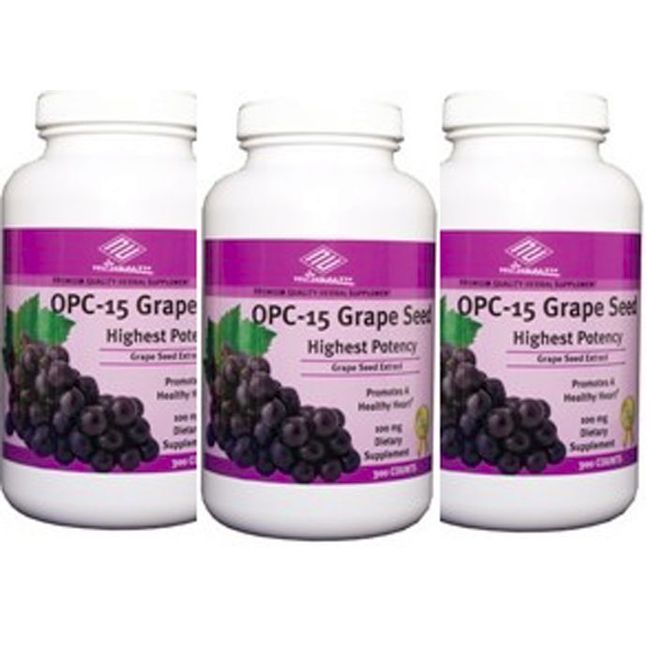 3bottles Highest Potency Grape Seed Extract OPC -15 300x3=900 Red wine, Bilberry