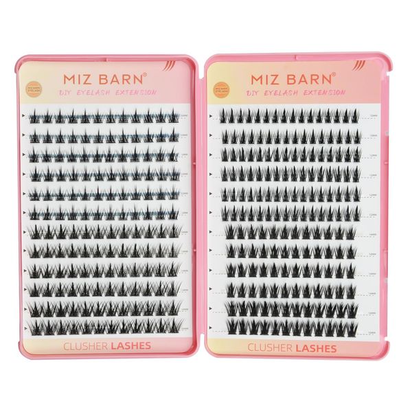 Miz Barn 312PCS Cluster Diy Lash Extensions Individual Lashes Ultra-Large Capacity Wispy Thin Band Individual Cluster Lashes Kit for Self Application (4 Styles Mixed)