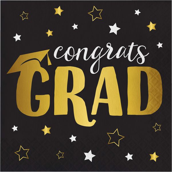 Creative Converting Grad Adventure Napkins, 6.5", Multi-color