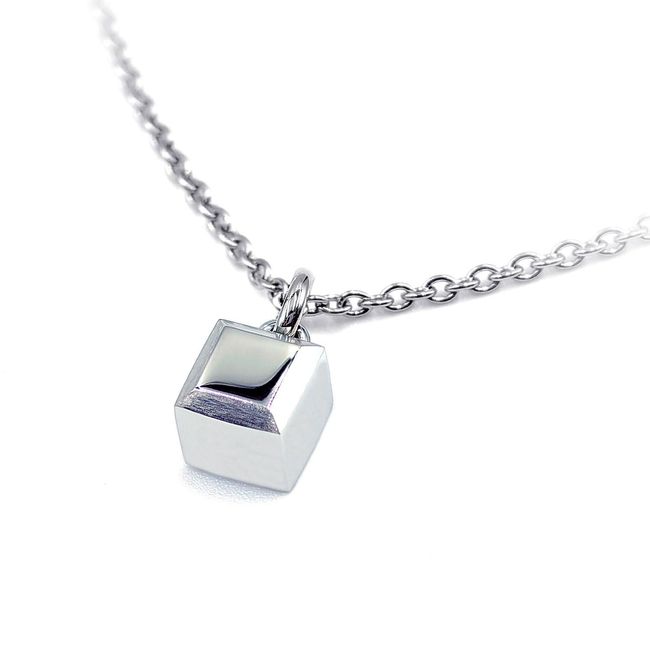 Jewel of Memory Urn Pendant, Memorial Urn Necklace, Memorial Urn Holder, Stainless Steel, 11.6 gal (316 L), Men's, Women's, 2 Chains, Cube, Stainless Steel