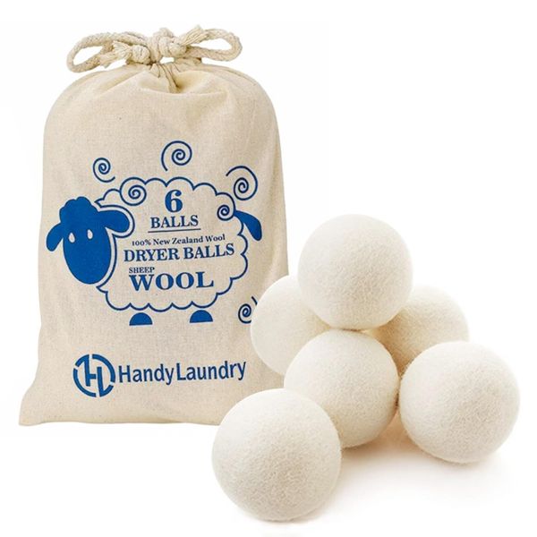 yowodana Dryer Balls, Wool Balls, 6-Pack, Dryer Balls, Dehumidification Balls, High Density Natural Fiber Softener, Anti-Static, Tangle-Free, Reduces Wrinkles, Reduces Drying Time, Repeated Use, For