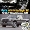 14Pcs White 6000K Interior LED Light Kit Pack Compatible with 2001-2007 Chevrolet Silverado 3500