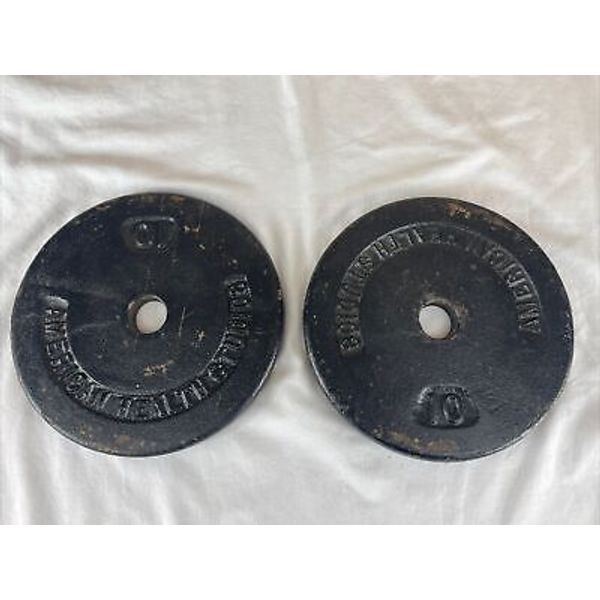 Rare American Health Studios 1950s Standard Size Weight Plates 10 Lbs Set Of 2