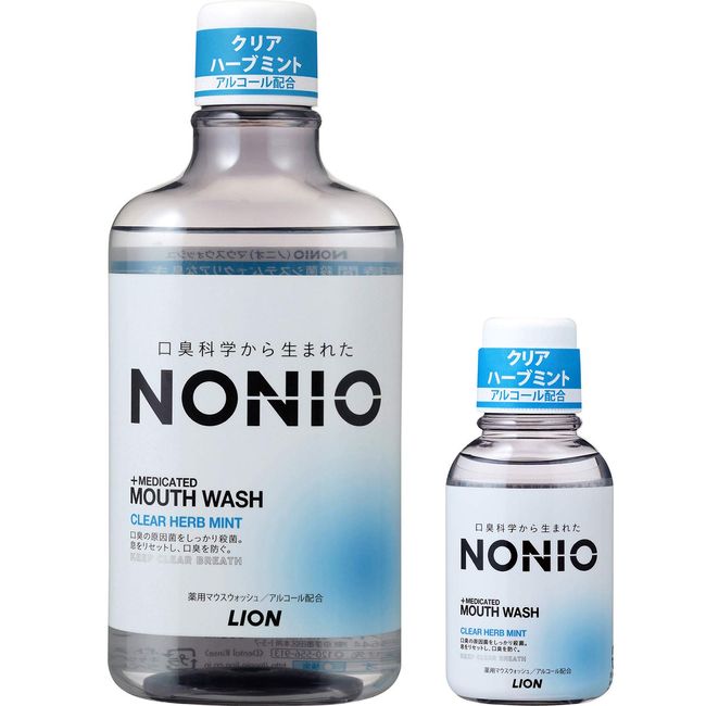 NONIO Medicated Mouth Wash, Clear Herb Mint, 20.3 fl oz (600 ml) + Mini Rinse 2.7 fl oz (80 ml)