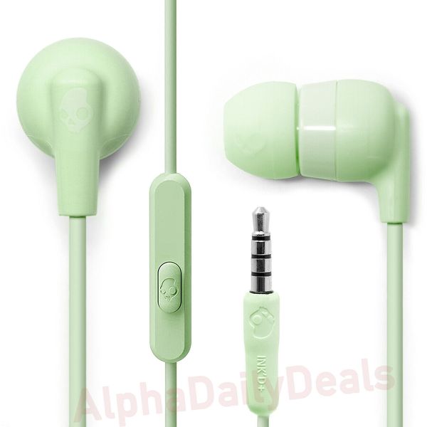 NEW Skullcandy Ink'd+ Wired Android Earbuds with Mic 3.5mm Green Sage Pastel