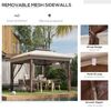 12' x 12' Backyard Party Cabana Gazebo w/ 3-Level Adjustable Height, Beige