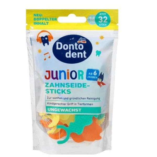 Dontodent Junior Dental Floss Sticks, 32 Sticks