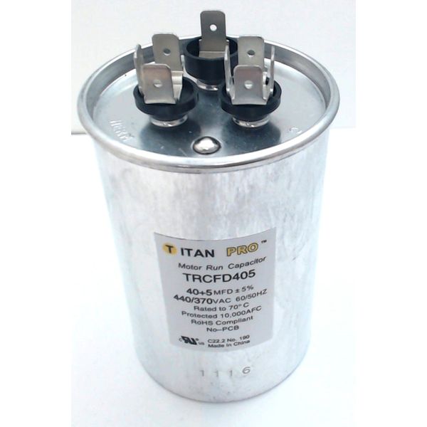 TITAN PRO TRCFD405 Motor Run Capacitor Round 4-13/16 In. H