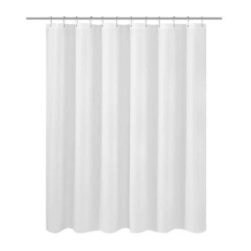 N&Y HOME Short Fabric Shower Curtain Liner 60 inches Long, Hotel Quality, Machine Washable, White Shorter Bathroom Curtains with Grommets, 72x60
