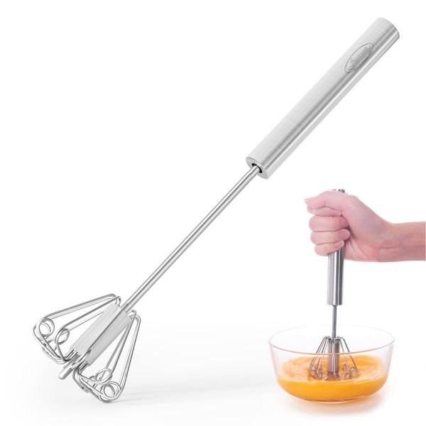 Newness Whizzy Whisk, Stainless Steel Whisk Blender for Home - Versatile Tool for Egg Beater, Milk Frother, Hand Push Mixer Stirrer - Kitchen Utensil for Blending, Whisking, Beating & Stirring