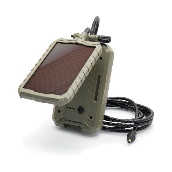 Stealth Cam Durable Sol-Pak Solar Battery Pack, 12V Solar Power Panel, Rechargeable Battery & 10ft Insulated Cable, Compatible with All Wireless/Cellular Trail Cameras - 3000 mAh