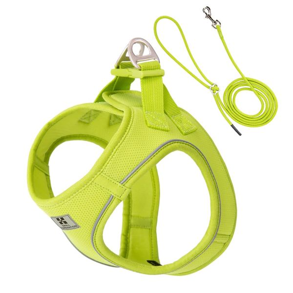Small Combination Dog Harness and Leash, Beige, Adjustable (Lemon Yellow, XXS)