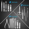 Manicure Pedicure Kit: 18 Stainless Steel Tools with Luxurious Case