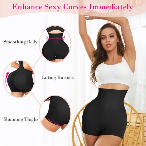 Nebility Butt Lifter Padded Shapewear High Waist Hip Enhancer Pads Shorts Women Seamless Underwear Tummy Control Panty Black