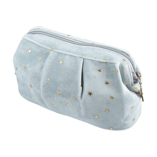 VOCOSTE Velvet Makeup Pouch Cosmetic Fin Travel Bag Makeup Brush Organizer Bag Cosmetic Fin Storage Toiletry Bag with Starry Sky Pattern for Women, blue