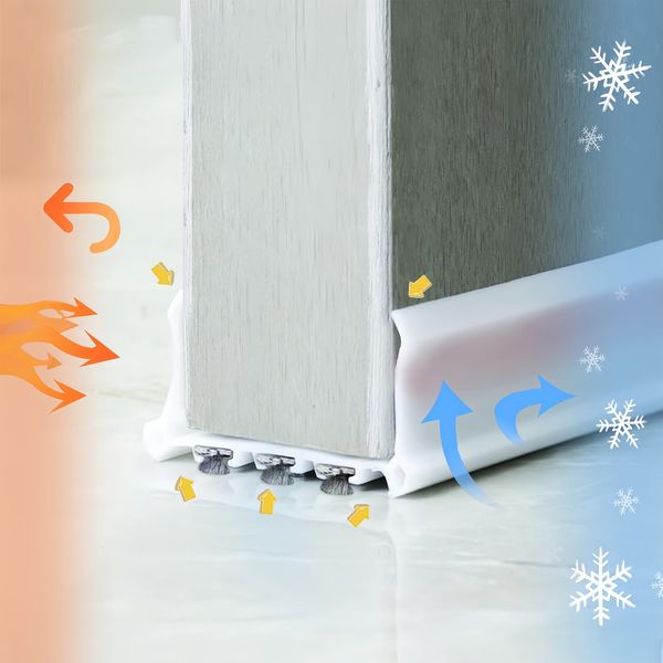 Silkwish Zugluftstopper für Türen 100cm, Türdichtung Unten mit Bürste, Doppelseitige Türdichtung unten,Heizkosten sparender Tür Zugluftstopper, Tür Dichtung für Anti Insekten und Wind (Weiß)