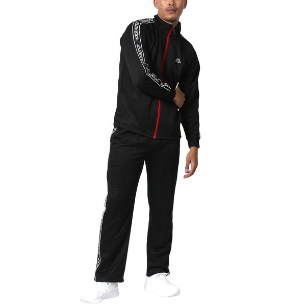 Kappa Men's Running Wear, Jersey, Top and Bottom Set, M–6L, Room Wear, Sportswear, Loungewear, Set Up, Black