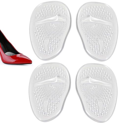 High Heel Pads 2 Pairs (4 Pieces) Anti Slip Shoe Cushions, Silicone Insoles for High Heels, Ultra Soft Gel Insole for Extreme Comfort, transparent