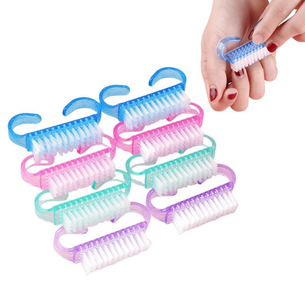 JIIJCAAC-Nail Cleaning Brushes,8 Pieces Handle Nail Brush Small - Plastic Nail Cleaning Brush, Nail Brush,Manicure Dusting Brush for Hand and Toe Manicure Home Garden