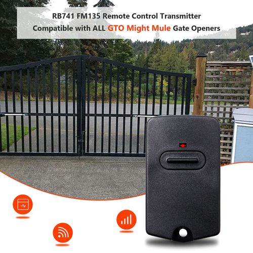 RB741 for Mighty Mule Remote, Replacement GTO Gate Opener Remote FM135 Transmitter Control, Single Button Gate Clicker Garage Door Entry Controller (2 Pack)