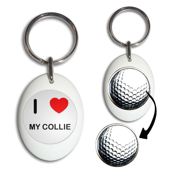 BadgeBeast.co.uk I Love My Collie - White Golf Ball Marker Key Ring