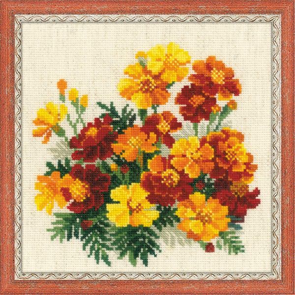 RIOLIS Counted Cross Stitch Kit 7.75"X7.75"-Marigolds (14 Count) -R1556