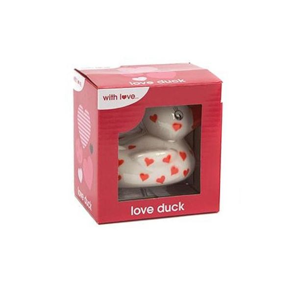 PMS 2ASSTD COLOUR HEART PRINT PVC DUCK IN COLOUR WINDOW BOX