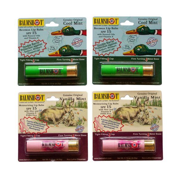 BALMSHOT Lip Balm 4 Pack (Minty Combo Variety Pack)