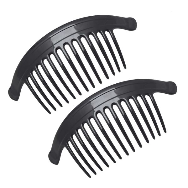 Parcelona French Arch Extra Large Black 13 Teeth Interlocking Side Hair Combs Pair