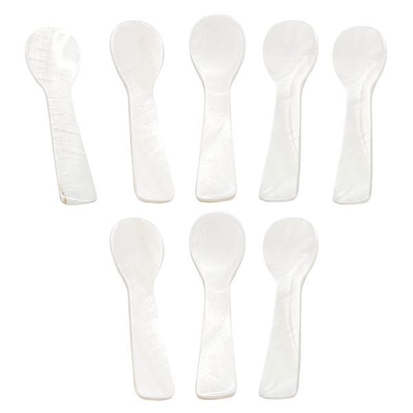 Caviar Spoons - Mother of Pearl - 8 pack - 3 inch spoons - Hand Crafted - Individual and Group Serving Spoons - Restaurant Quality - Perfect for Entertaining, White - Mother of Pearl