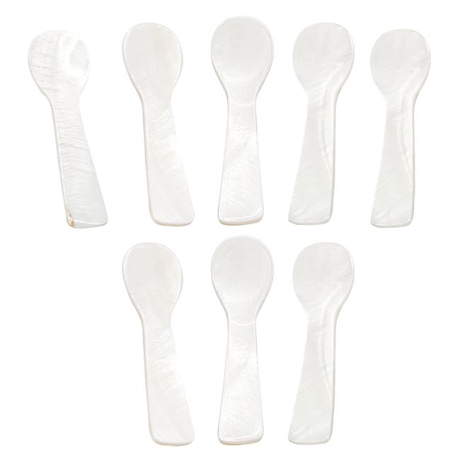 Caviar Spoons - Mother of Pearl - 8 pack - 3 inch spoons - Hand Crafted - Individual and Group Serving Spoons - Restaurant Quality - Perfect for Entertaining, White - Mother of Pearl