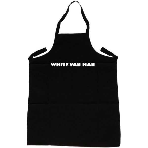 White Van Man Funny Black Apron (White Print)