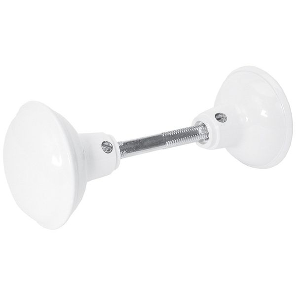 Prime-Line E 2319 Solid Brass Vintage Door Knob Spindle Set, 2-1/4 In. Outside Diameter, White (Single Pack)