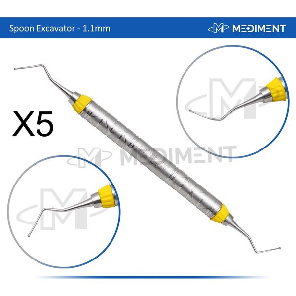 New 5 X DENTAL SPOON EXCAVATOR RESTORATIVE INSTRUMENTS SPOON EXCAVATORS