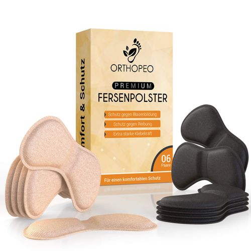 Orthopeo© Premium Heel Pads [6 Pairs] - Improved Concept - Innovative Heel Cushion Heel Protector - Protection Against Friction and Bubbles - Heel Spur Heel Support Pad for Too Large Shoes