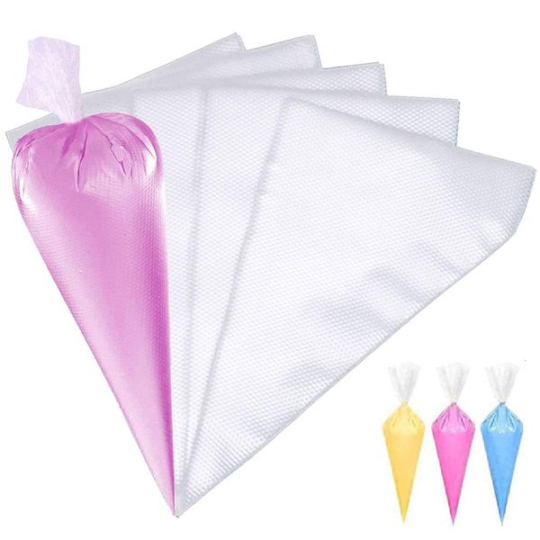 pengxiaomei kuou 100 Pcs Disposable Piping Bags, Medium Icing Bags Plastic Pastry Bags, Clear Piping Bag for Cake Cupcake Dessert Cookies Decoration