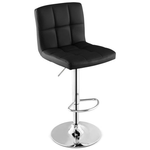 Adjustable Swivel Bar Stool with PU Leather-Black