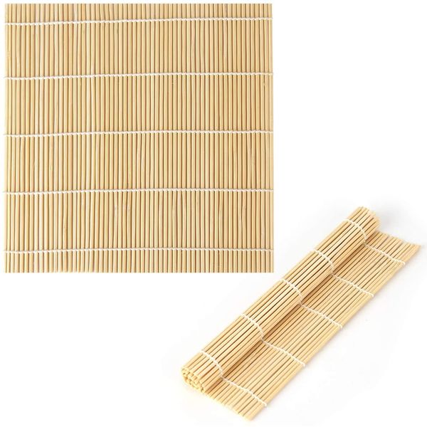 LUTER 9x9.5 Inch Natural Bamboo Sushi Rolling Mat Sushi Making Tool Sushi Roller for Making Sushi(2pcs)